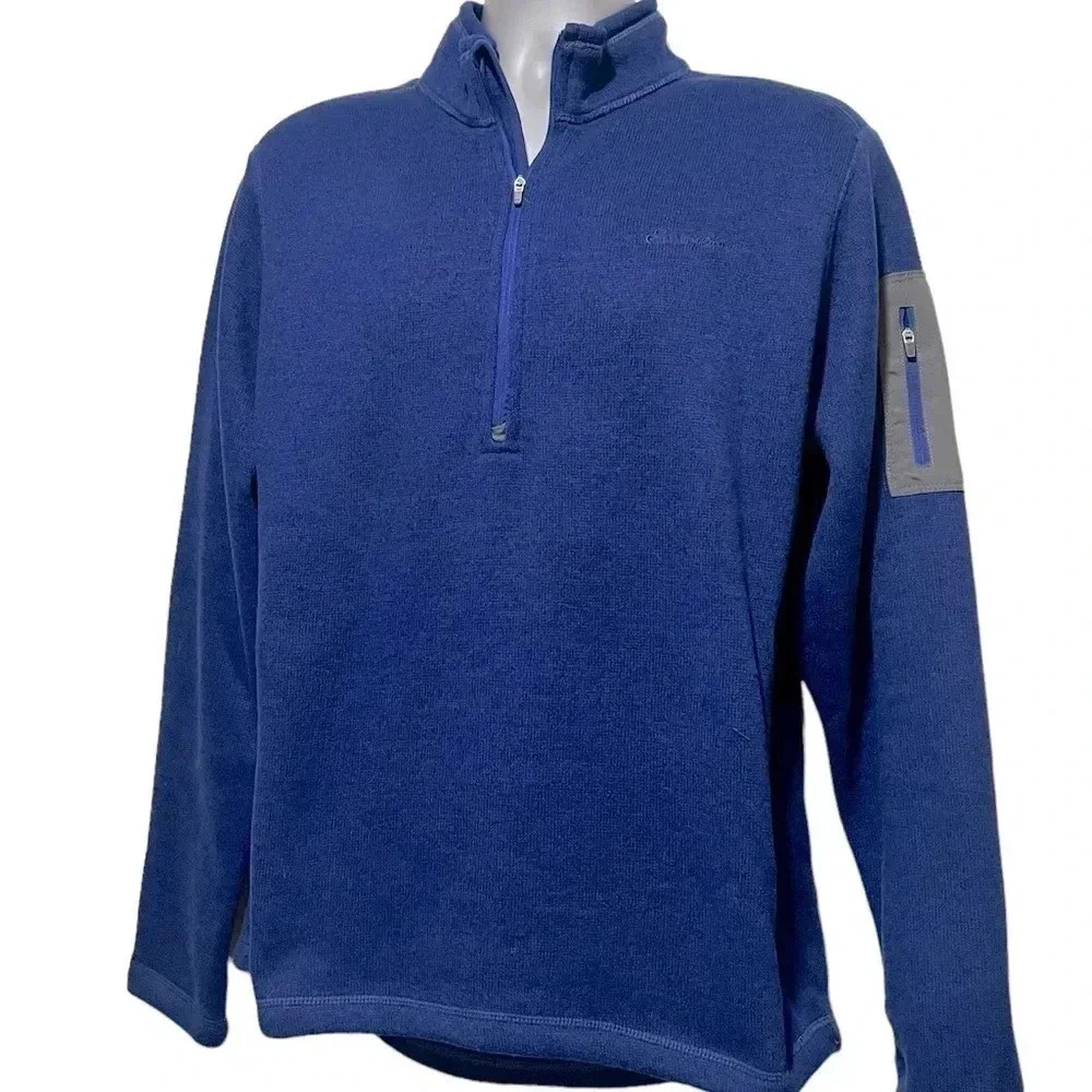 ❤️ 2/$11 Eddie Bauer Convector 1/2 Zip Pullover Sweater Fleece Blue Mens XL